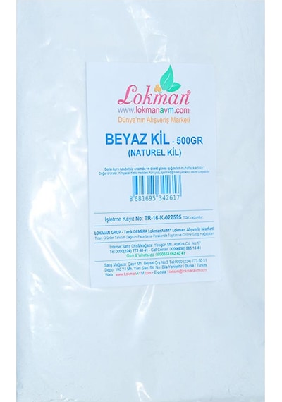 Lokmanavm Beyaz Kil 500 Gr Doğal Saf Toz Mini Maskesi Kili Paket
