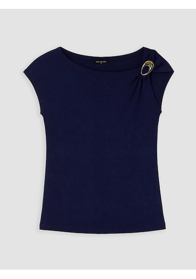 Lcw Comfort Lacivert Kayık Yaka Metal Aplikeli Bluz