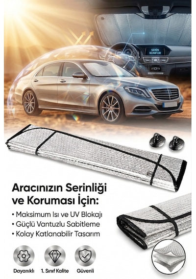 Oto Araç Araba Ön Cam Güneşliği Metalize Standart Boy
