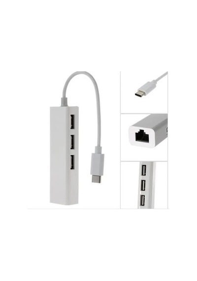 Typec Usb Hub Typec İnternet Çevirici Type-c 3 Port Usb Ethernet Çevirici Typec Lan 3 Port Usb