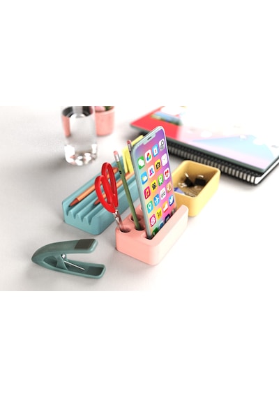 Idy Arc - Desk Organizer Mıknatıslı Çok Bölmeli Masaüstü Düzenleyici Ve Telefon Standı Çok Renkli