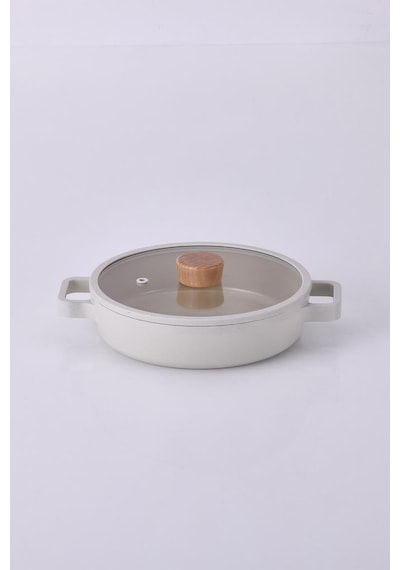 Neoflam Fika Cam Kapaklı Alüminyum Sahan 22cm Bej