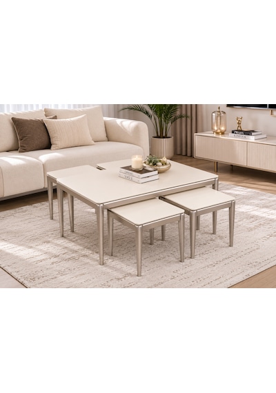 Ganni Home Bolivia 4+1 Sehpa Seti Krem Platin Gürgen İskeletli, Alan Tasarrufu Sağlayan Modern Ve Fonksiyonel Tasarım Krem-platin Ganni Home Bolivia 4+1 Sehpa Seti Krem Platin Gürgen İskeletli, Alan Tasarrufu Sağlayan Modern Ve Fonksiyonel Tasarım Krem-platin
