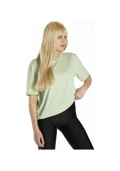 Kadın Yeşil Basic Bisiklet Yaka Oversize Pamuklu T-shirt Yeşil Kadın Yeşil Basic Bisiklet Yaka Oversize Pamuklu T-shirt Yeşil