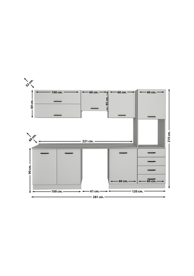 Decoraktiv Elite 280yq Ankastre Boy Dolaplı Mdf Hazır Mutfak Dolabı - Tezgah Dahil - Antrasit - Beyaz Decoraktiv Elite 280yq Ankastre Boy Dolaplı Mdf Hazır Mutfak Dolabı - Tezgah Dahil - Antrasit - Beyaz