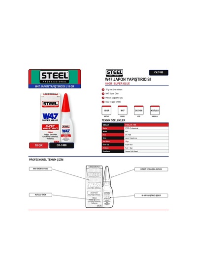 Steel W47 Japon Yapıştırıcısı 18 Gr