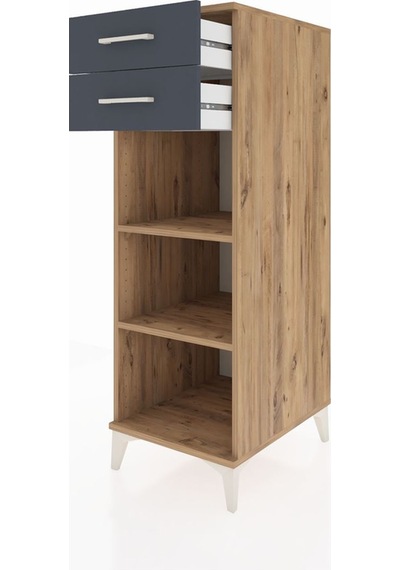 Kronos Dolap 2 Raflı 2 Çekmeceli 44x59x134 Çam-antrasit Atlas Çam
