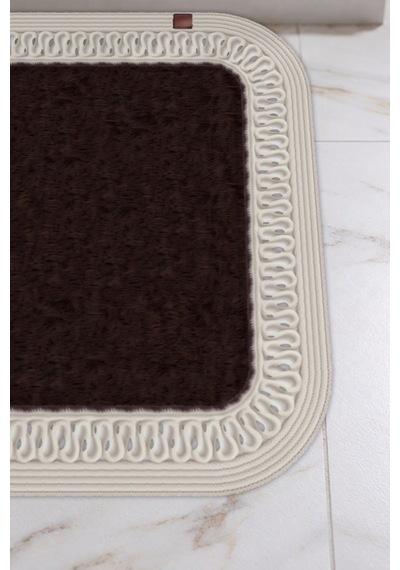 Banyo Paspası Takımı 70x110+50x70 Cm İç Trikot Acı Kahve & Krem