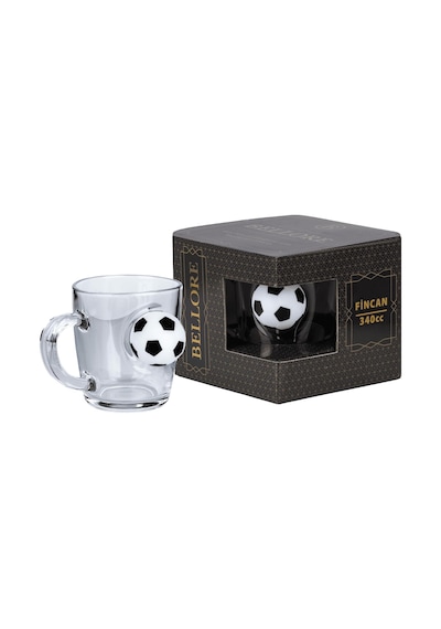 Futbol Toplu Özel Çay Kahve Bardağı Fincan Kupa 340 Cc Fincan Şeffaf