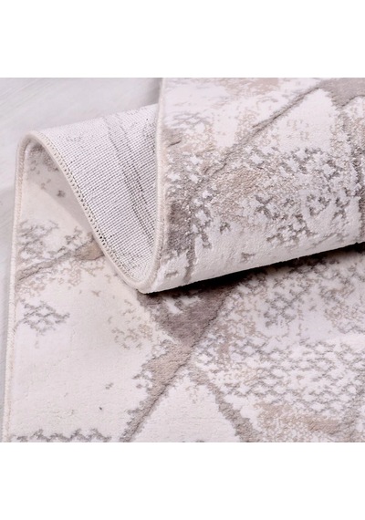 Bespoky Moda Gri Soyut Desenli Modern Salon Halısı Makine Dokuma