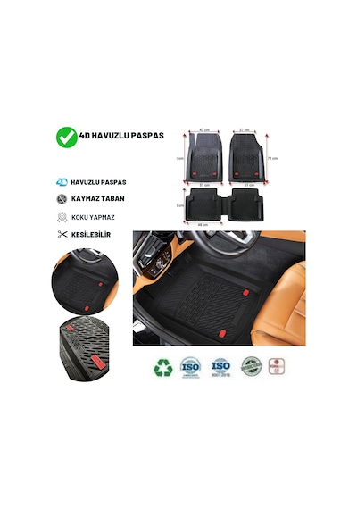 Ford B-max 2012 Uyumlu Havuzlu Üniversal Maxi Paspas Siyah