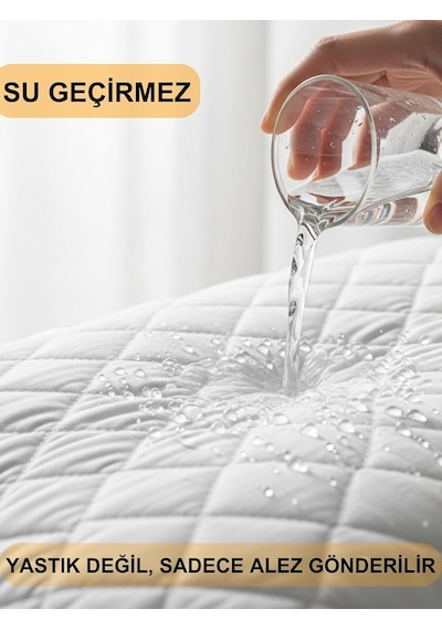2'li Yastık Alezi Sıvı Geçirmez Kapitone Fermuarlı Yıkanabilir Antialerjik Yastık Koruyucu 50x70 Cm Beyaz