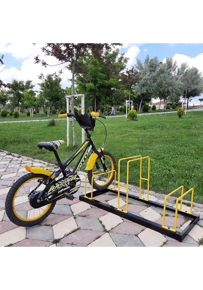 Bisiklet Park Yeri Bisiklet Bağlama Demiri 3'Lü Sarı - Siyah