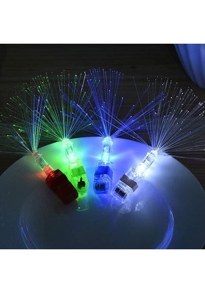 Led Işıklı Renkli Püsküllü Parmak Işığı 4 Renk 4 Adet Şeffaf