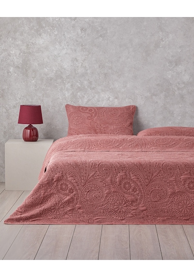 English Home Jardin Belle Tek Kişilik Yatak Örtüsü Takımı 160x220 Cm Bordo Bordo