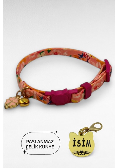 Caramelos Güvenlik Kilitli Kedi Tasması, Isimli Kedi Tasması, Kedi Isimlik, Kedi Künyesi, Safety Click Fsy