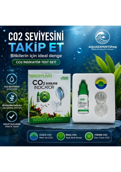 Ista Akvaryum Co₂ İndikatör Test Seti Cam Drop Checker + Co₂ Gösterge Solüsyonu Bitkili Akvaryum Karbondioksit Takip Aparatı