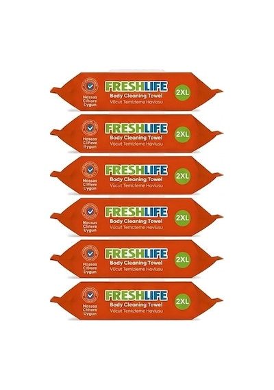 Freshlife Hasta Vücut Temizleme Islak Mendil Havlu 50 Yaprak Xl 6 Li Set 2xl L