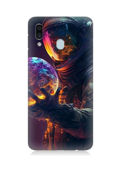 Samsung Galaxy A20 Uyumlu Astranot Ve Gezegen Desenli Silikon Kılıf