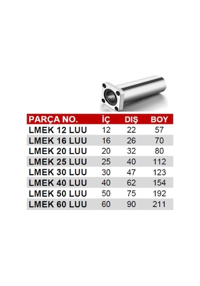 Lmek 25 Luu Lineer Rulman Uzun Tip