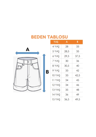 Kız Çocuk Şeritli Kot Şort Etek 2875 Açık Mavi