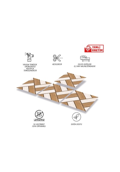Tink Kendinden Yapışkanlı Ahşap 013 Desenli Pvc Karo 30x30 Cm