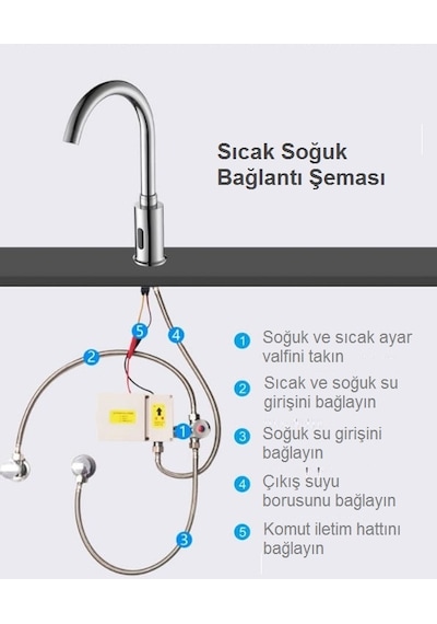 Kuğu Sıcak Soğuk Sensörlü Fotoselli Batarya Musluk