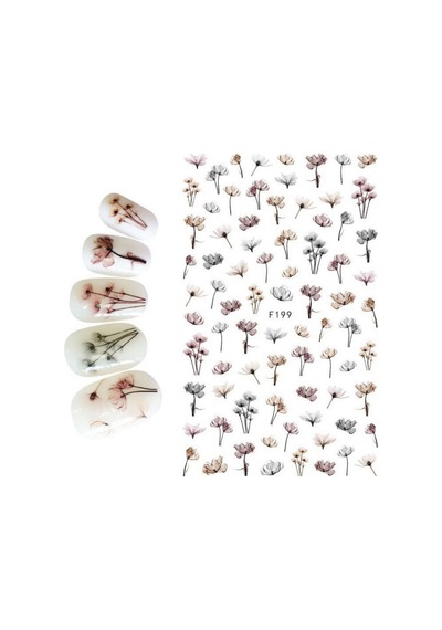 Misyul 5d Tırnak Sticker Yapışkanı Karışık Renkli Çiçek Desenleri Mıs-3836