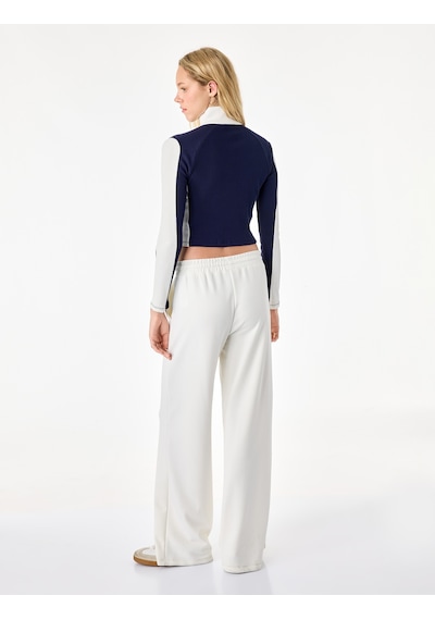Koton Slim Fit Pamuklu Baskılı Kaşkorse Dik Yaka Fermuarlı Uzun Kollu Crop Tişört Lacivert 7wal10128ık Koton Slim Fit Pamuklu Baskılı Kaşkorse Dik Yaka Fermuarlı Uzun Kollu Crop Tişört Lacivert 7wal10128ık