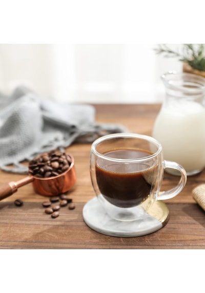 Çift Duvar Cam Kahve Kupaları 4-6oz Yalıtımlı Kahve Fincanı Seti - Çift Espresso, Cappuccino, Latte, Sıcak/soğu Diğer