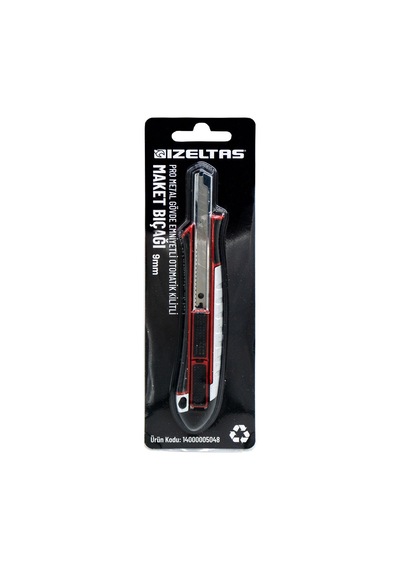 İzeltaş Pro Metal Gövde Emniyetli Otomatik Kilitli Dar Maket Bıçağı 9 MM