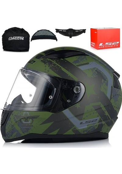Ls2 Rapıd 2 Thunder Bırds Kapalı Motosiklet Kaskı Mat Yeşil