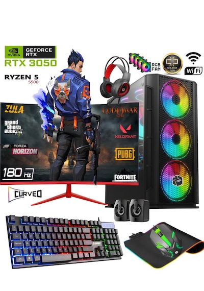 Apphirex TC66X R5-5500 32 GB 1 TB M.2 RTX3050 6 GB 24'' W10P Masaüstü Oyuncu Bilgisayarı
