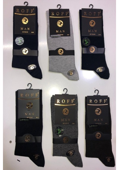 Roff 38-40 Garson Boy Erkek Bambu Dikişsiz Çorap 6'lı Karışık
