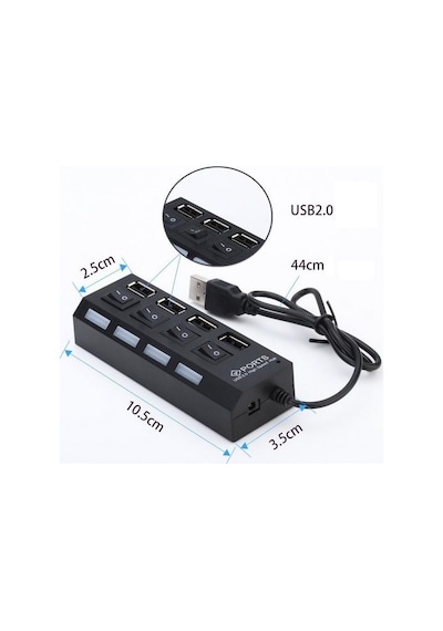 SPEEDUF 4 Port Usb 2.0 Hub Çoğaltıcı Çoklayıcı Switch Işıklı Anah
