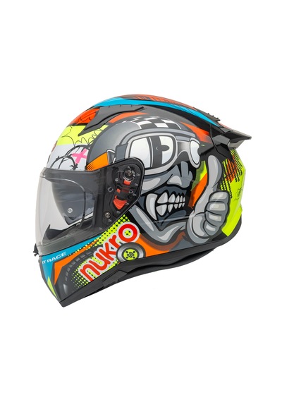 Nukro B-506 Kong Kapalı Motosiklet Kaskı Siyah-kırmızı-neon Sarı