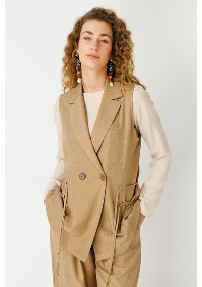 Esswaap Yelek Bluz Pantolon Takım Camel-camel Camel