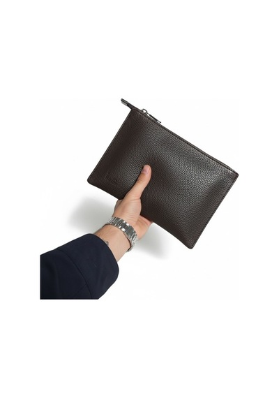 Plush Studıo Istanbul Noır Case Deri Clutch El Çantası Şık, Minimal & Zamansız Tasarım Kahverengi Kahverengi