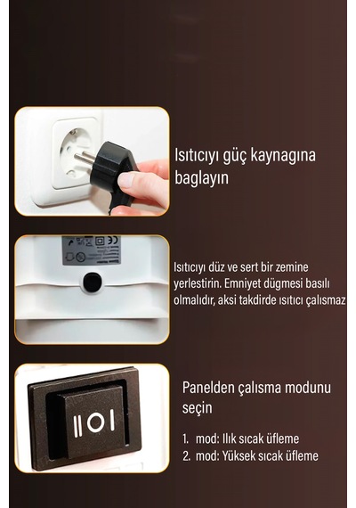 1200w Mini Elektrikli Isıtıcı Fan 2 Kademeli Masaüstü Üflemeli Fanlı Isıtıcı Güvenli Emniyet Sistemi