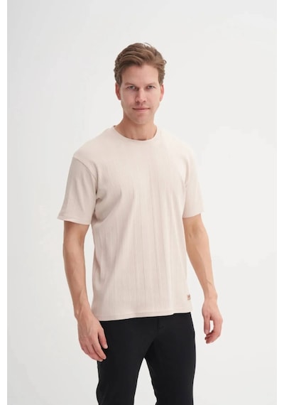 Cazador Bisiklet Yaka Slim Fit Likarlı Düz Tişört 4163 Bej Bej