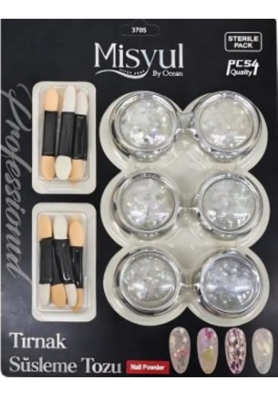 Misyul Şeker Cam Efekti Tırnak Süsleme Tozu Seti Kristal Yansımalı Nail Art Seti 6'lı