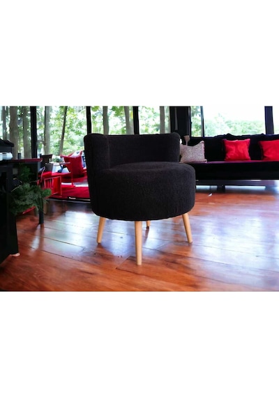 Tekli Puf ,makyaj Önü Pufu,çay Seti Tekli Koltuk, Berjer Salon, Balkon, Ofis Siyah
