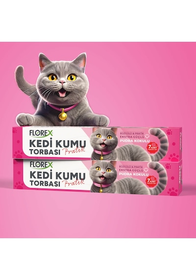 140 Adet Kedi - Evcil Hayvan Kumu Torbası Pratik Pudra Kokulu Büzgülü - Extra Güçlü 82x50cm 5639
