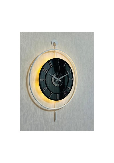 Pey Aksesuar Metal Camlı Duvar Saati 50 X 70 Cm Orta Boy Işıklı Gerçek Cam M51-beyaz-füme-siyah-gümüş M51-beyaz-füme-siyah-gümüş