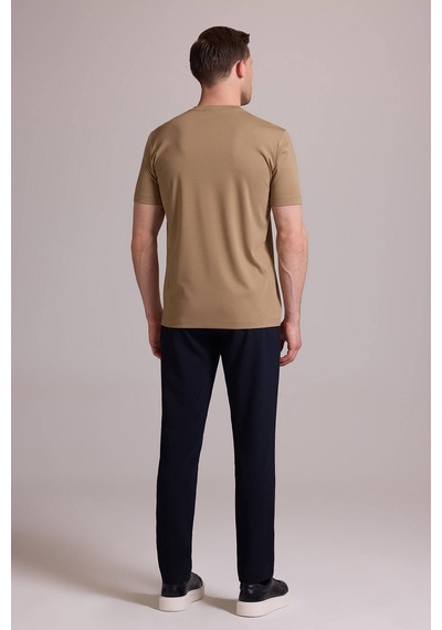 Erkek Vizon Regular Fit Bisiklet Yaka T-shirt