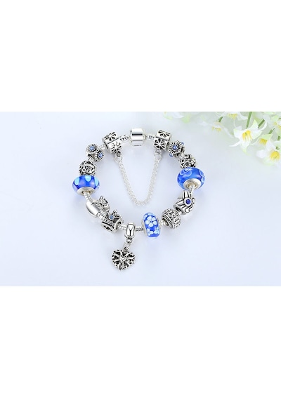 Yeni Moda Charm Bilelik Mavi Queen Charmlı+ Sevgililer Günü