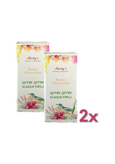 Çıtır Kadayıflı Antep Fıstıklı Sütlü Tablet Çikolata 200gr Dubai Çikolatası 2 Li