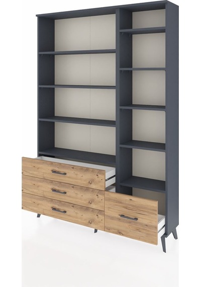 Arges Dolap 9 Raflı 4 Çekmeceli 132x30x195 Antrasit-antrasit/çam Antrasıt/atlas Çam Arges Dolap 9 Raflı 4 Çekmeceli 132x30x195 Antrasit-antrasit/çam Antrasıt/atlas Çam