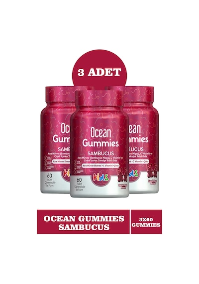 Ocean Gummies Sambucus 3 x 60 Çiğnenebilir Jel Form