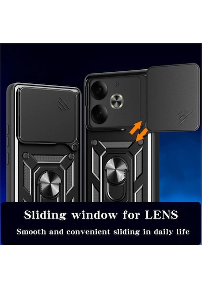 Tecno Pova 6 Uyumlu Tank Kılıf Yüzüklü Standlı Extra Darbe Koruma Zırhlı Outdoor Kapak - Siyah